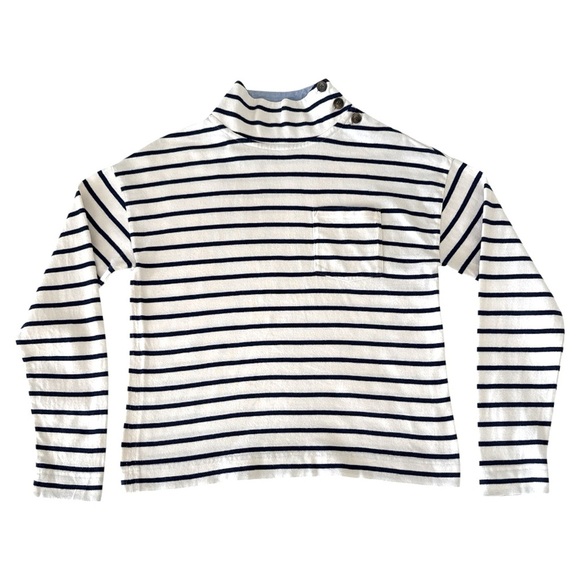 Vineyard Vines Striped Button Mockneck Cotton Long Sleeve Top Size Small - Picture 2 of 8